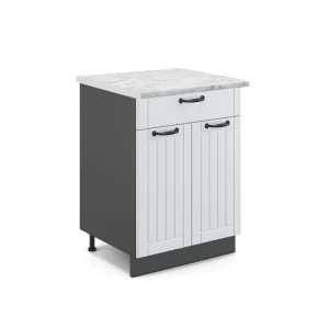 Keukenonderkast Fame-Line Wit Landhuis 60 cm met lade, WB Marmer Vicco