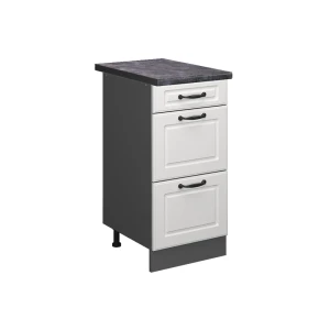 Küchenunterschrank R-Line Weiß Landhaus 40 cm mit Schubladen, AP Anthrazit Vicco
