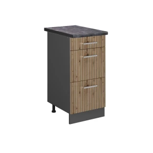 Szafka dolna do kuchni R-Line Dąb rzemieślniczy 40 cm z szufladami, BP Antracyt Vicco