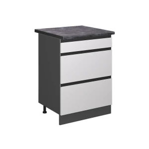 Szafka dolna do kuchni R-Line Biały 60 cm  J-Shape z szufladami, BP Antracyt Vicco