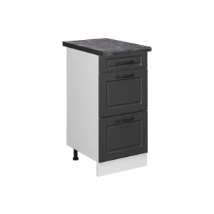 Küchenunterschrank R-Line Anthrazit Landhaus 40 cm mit Schubladen, AP Anthrazit Vicco