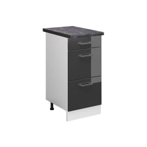 Armário baixo de cozinha R-Line Antracite alto brilho 40 cm com gavetas, AP antracite Vicco