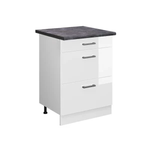 Keittiön alakaappi R-Line Valkoinen korkeakiilto 60 cm laatikoilla, AP antrasiitti Vicco