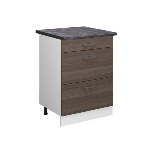 Küchenunterschrank R-Line Edelgrau 60 cm mit Schubladen, AP Anthrazit Vicco