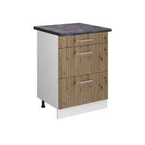 Szafka dolna do kuchni R-Line Dąb rzemieślniczy 60 cm z szufladami, BP Antracyt Vicco