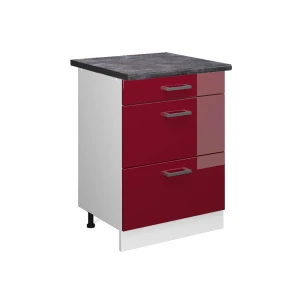Szafka dolna do kuchni R-Line Czerwony połysk 60 cm z szufladami, BP Antracyt Vicco