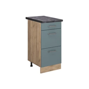 Keukenonderkast R-Line Blauw-grijs 40 cm met laden, WB Antraciet Vicco
