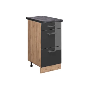 Armário baixo de cozinha R-Line Antracite alto brilho 40 cm com gavetas, AP antracite Vicco