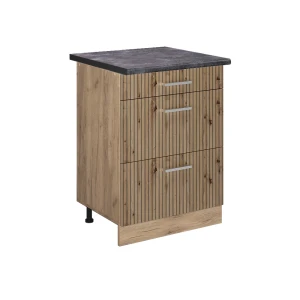 Küchenunterschrank R-Line Artisan-Eiche 60 cm mit Schubladen, AP Anthrazit Vicco