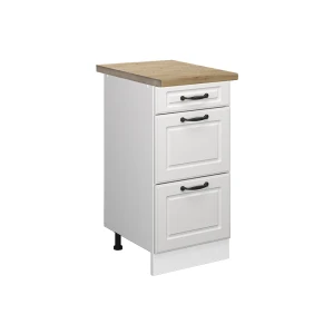 Meuble cuisine R-Line Blanc campagne 40cm avec tiroirs, PT Chêne Vicco