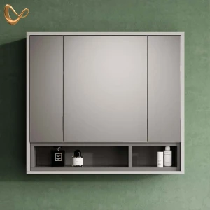 Badspiegelschrank Temo Grau/Anthrazit 80 x 72 cm livinity®