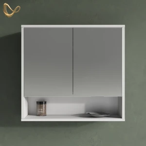 Spiegelschrank ATERNO Weiß 70 x 65 cm mit 2 Türen livinity®