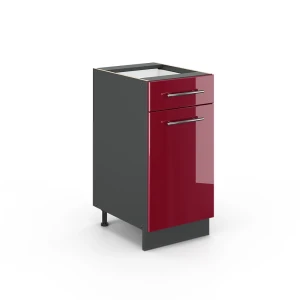 Küchenunterschrank Fame-Line Bordeaux Hochglanz 40 cm ohne Arbeitsplatte Vicco