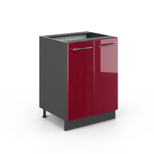 Küchenunterschrank Fame-Line Bordeaux Hochglanz 60 cm ohne Arbeitsplatte Vicco