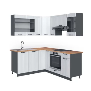 Hjørnekøkken Fame-Line Hvid landhus/Antracit 190 x 160 cm, BP Eg Vicco