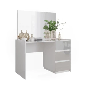 Toaletný stolík Marla Biely vysoký lesk 120 cm s 3 zásuvkami a zrkadlom Vicco