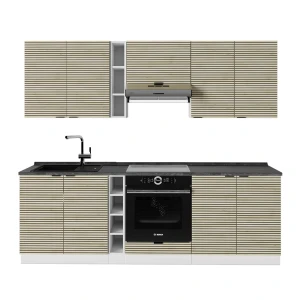 Cuisine Fame-Line Chêne lambris/blanc 235cm , PT Anthracite Vicco