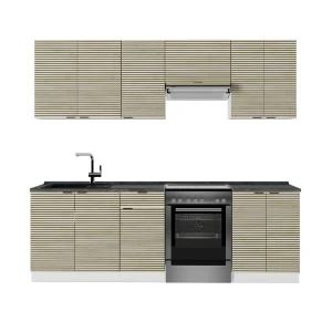 Cuisine Fame-Line Chêne lambris/blanc 240cm , PT Anthracite Vicco