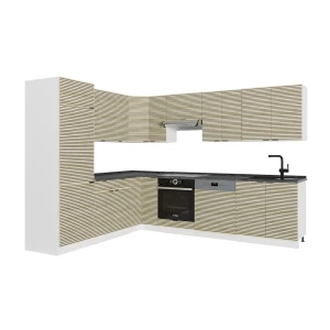 Hjørnekøkken Fame-Line Panel i eg/Hvid 287 x 227 cm, BP Antracit Vicco