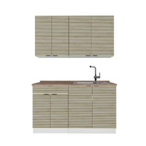 Pojedyncza kuchnia Fame-Line Panel dębowy/biały 140 cm , BP Dąb Vicco