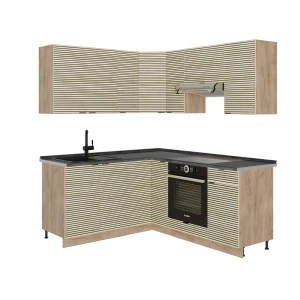 Hjørnekøkken Fame-Line Panel i eg/Gylden eg 190 x 160 cm, BP Antracit Vicco