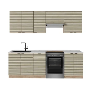 Complete keukeneenheid Fame-Line Eiken paneel/Goudkraft eik 240 cm , WB Marmer Vicco