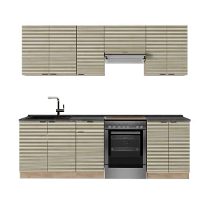 Küchenzeile Fame-Line Eiche Paneel/Goldkraft Eiche 240 cm , AP Anthrazit Vicco