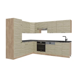 Hjørnekøkken Fame-Line Panel i eg/Gylden eg 287 x 227 cm, BP Antracit Vicco