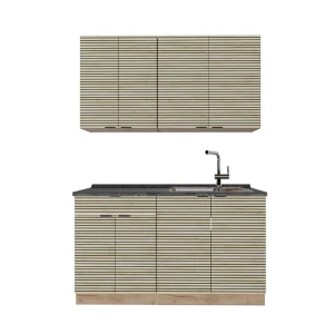 Singleküche Fame-Line Eiche Paneel/Goldkraft Eiche 140 cm , AP Anthrazit Vicco