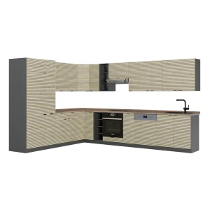 Hjørnekøkken Fame-Line Panel i eg/Antracit 347 x 257 cm, BP Eg Vicco