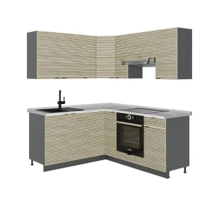 Hjørnekøkken Fame-Line Egetræspanel/antracit 190 x 46 cm uden bordplade Vicco