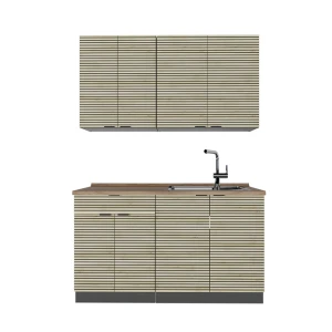 Singlekøkken Fame-Line Egetræspanel/antracit 140 cm , BP Eg Vicco