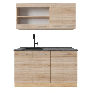 Single Küche R-Line Sonoma/Goldkraft Eiche 140 cm , AP Anthrazit Vicco