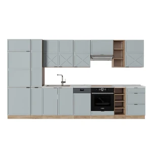 Cuisine Fame-Line Bleu clair-gris/chêne force d'or 355cm sans PT Vicco