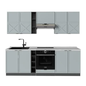 Cuisine Fame-Line Bleu clair-gris/anthracite 235cm , PT Marbre Vicco