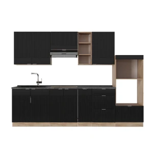 Køkkenrække Fame-Line Sortstribet/gyldent egetræ 280 cm , BP Antracit Vicco