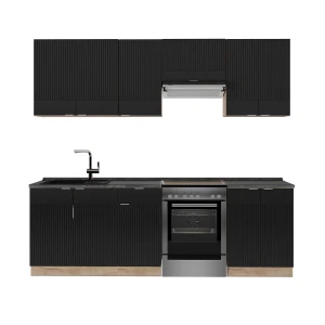 Køkkenrække Fame-Line Sortstribet/gyldent egetræ 240 cm , BP Antracit Vicco