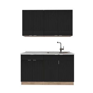 Singlekøkken Fame-Line Sortstribet/gyldent egetræ 140 cm uden bordplade Vicco