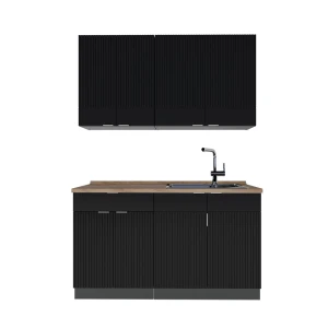 Singlekøkken Fame-Line Sort stribet/antracit 140 cm , BP Eg Vicco