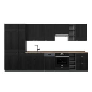 Køkkenrække Fame-Line Sort stribet/antracit 355 cm , BP Eg Vicco