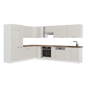 Hjørnekøkken Fame-Line GråBeige/Hvid 347 x 257 cm, BP Eg Vicco