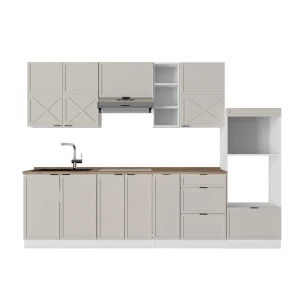 Cuisine Fame-Line GrisBeige/Blanc 280cm , PT Chêne Vicco