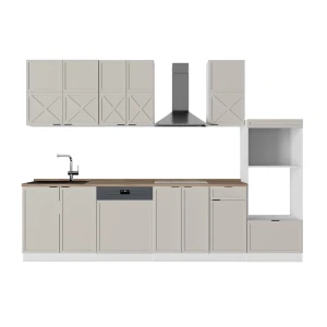 Køkkenrække Fame-Line Grå/beige/hvid 300 cm med højskab, BP Eg Vicco