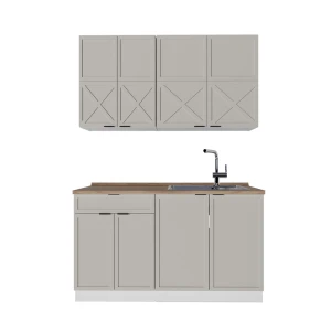 Cozinha individual Fame-Line CinzaBege/Branco 140 cm , AP Carvalho Vicco