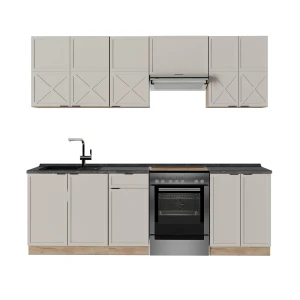 Køkkenrække Fame-Line Grå/beige/gylden eg 240 cm , BP Antracit Vicco