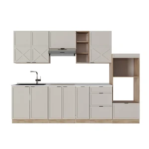 Keittokomero Fame-Line Harmaabeige/Goldkraft Oak 280 cm ilman työtasoa Vicco
