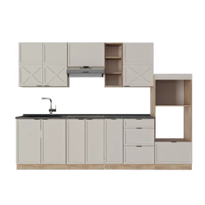 Keittokomero Fame-Line Harmaabeige/Goldkraft Oak 280 cm , AP Antrasiitti Vicco