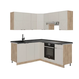 Hjørnekøkken Fame-Line GråBeige/Gylden eg 190 x 160 cm, BP Antracit Vicco