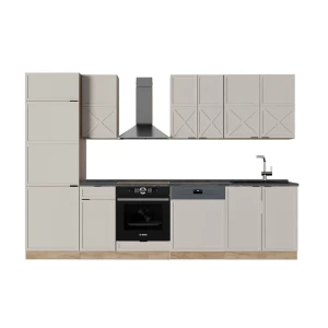 Køkkenrække Fame-Line Grå/beige/gylden eg 300 cm , BP Antracit Vicco