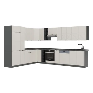 Kogoszczona kuchnia Fame-Line GreyBeige/Antracyt 347 x 257 cm, BP Antracyt Vicco